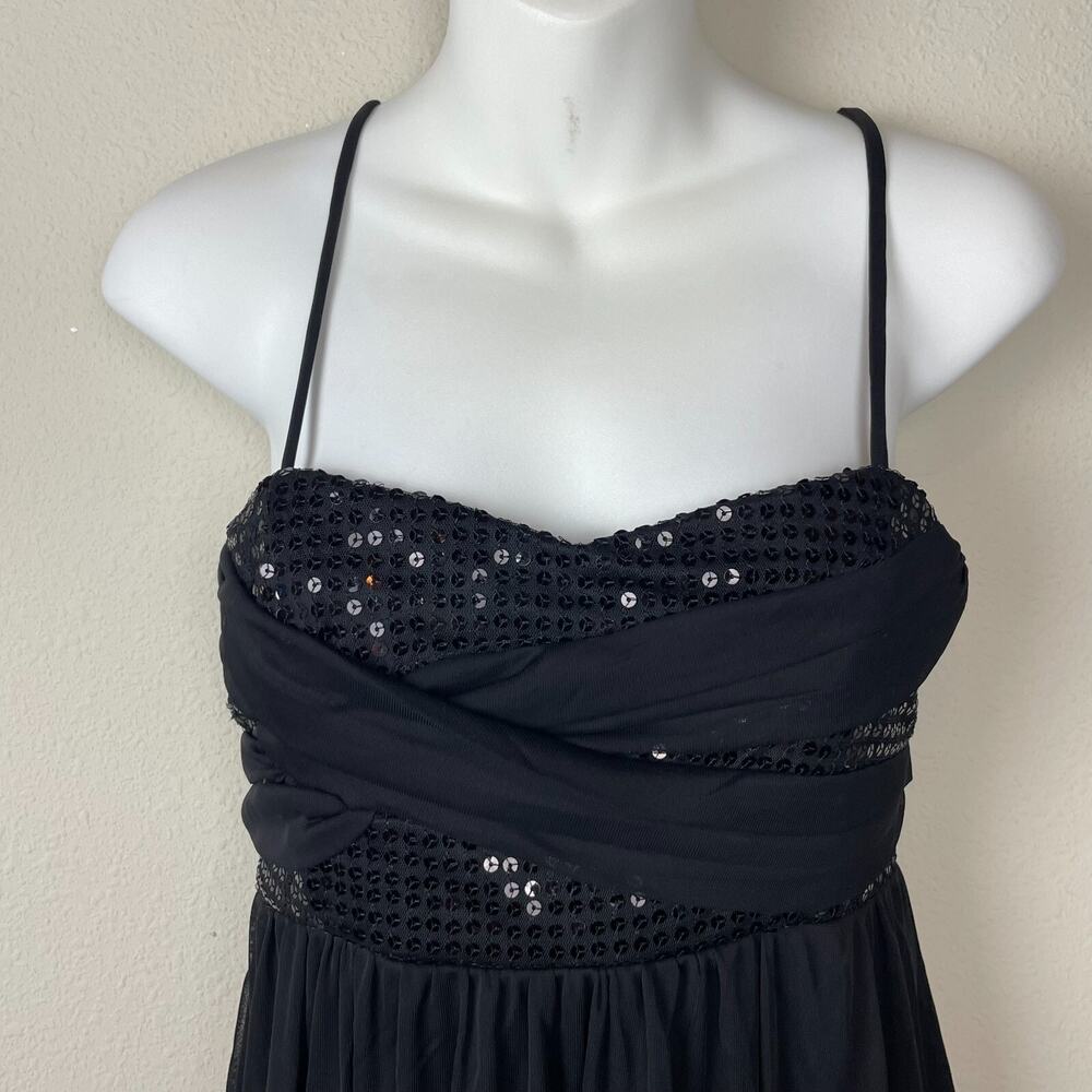 Y2K Goth Whimsigoth Intrigue Black Sequin Babydoll Prom Dress Juniors Size 7 Tie - Picture 2 of 9